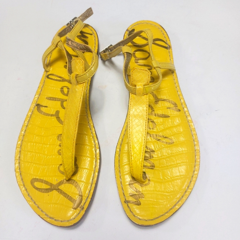 Sam Edelman Yellow Leather Sandals with Crisscross Straps Sz 7.5M